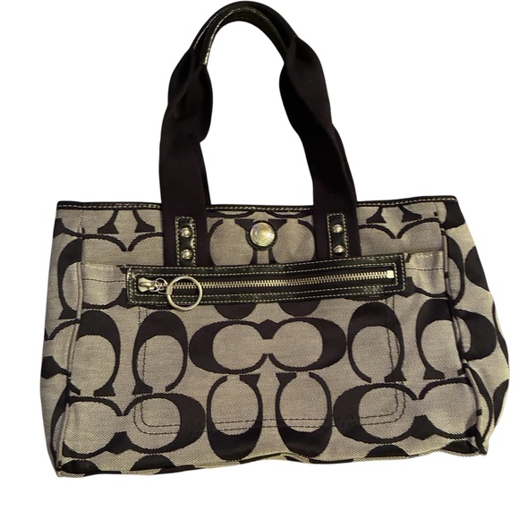 EUC COACH DAISY SIGNATURE C CANVAS TOTE BAG IN GRAY AND BLACK - Picture 1 of 15